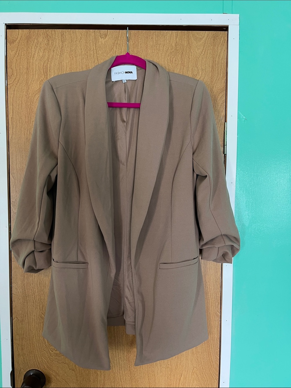 Fashion Nova Taupe Open Front Blazer